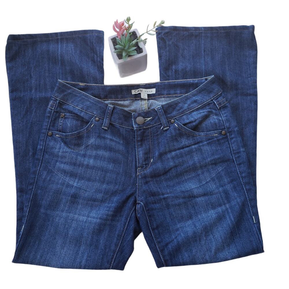 Cabi Y2K Flare Retro Womens Jeans Sz 2 Preppy Minimalist Dark Wash Classic Denim